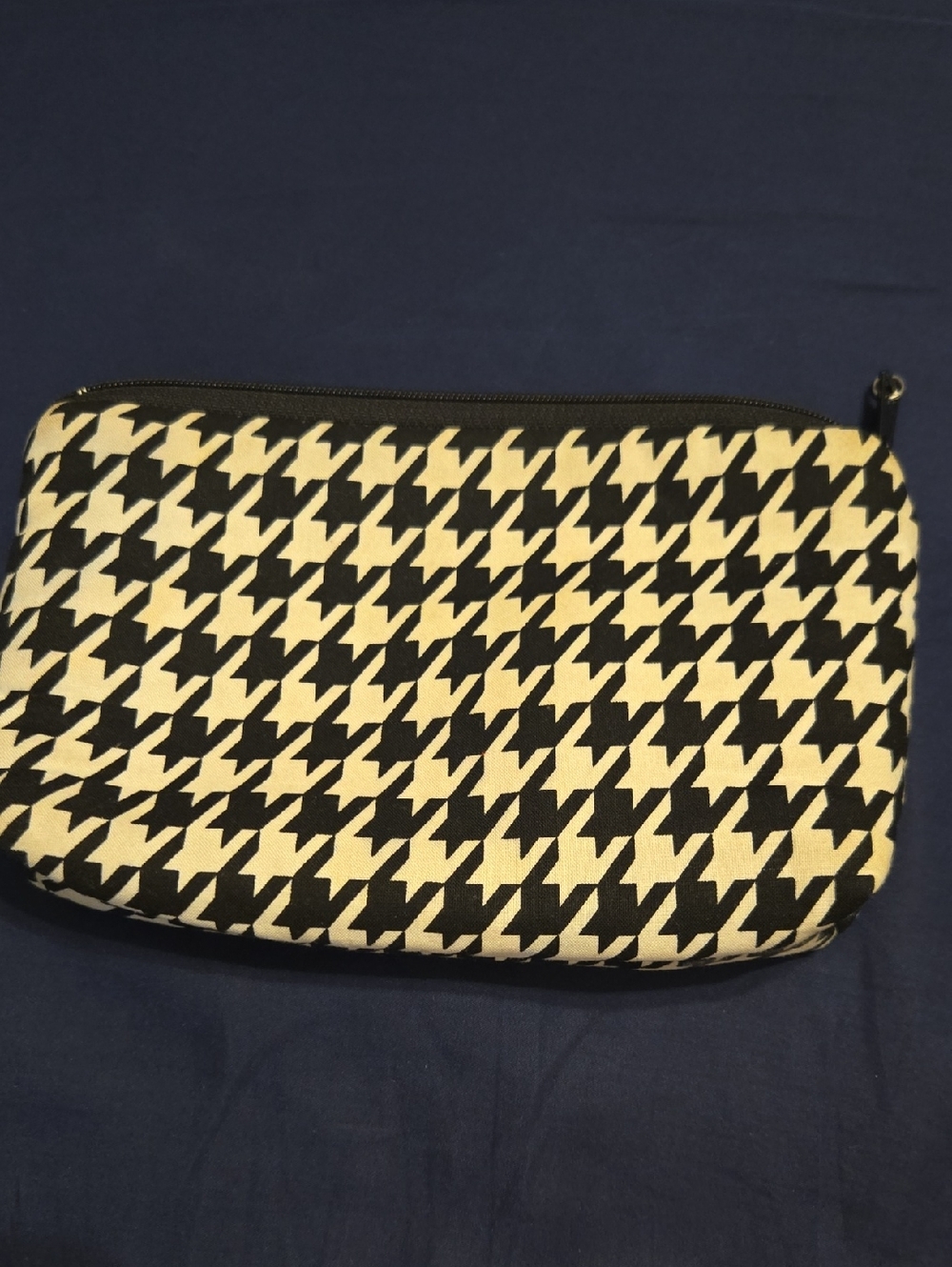Black and White Houndstooth Cosmetic Pouch Or Oil Holder